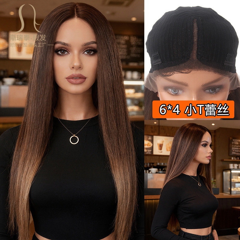 European and American Cross-Border T-Shaped Swiss Lace Wig Foshan Yaki African-Style Small Lace Wig Set Lacefront Wig European and American Cross-Border T-Shaped Swiss Lace Wig Foshan Yaki African-Style Small Lace Wig Set Lacefront Wig