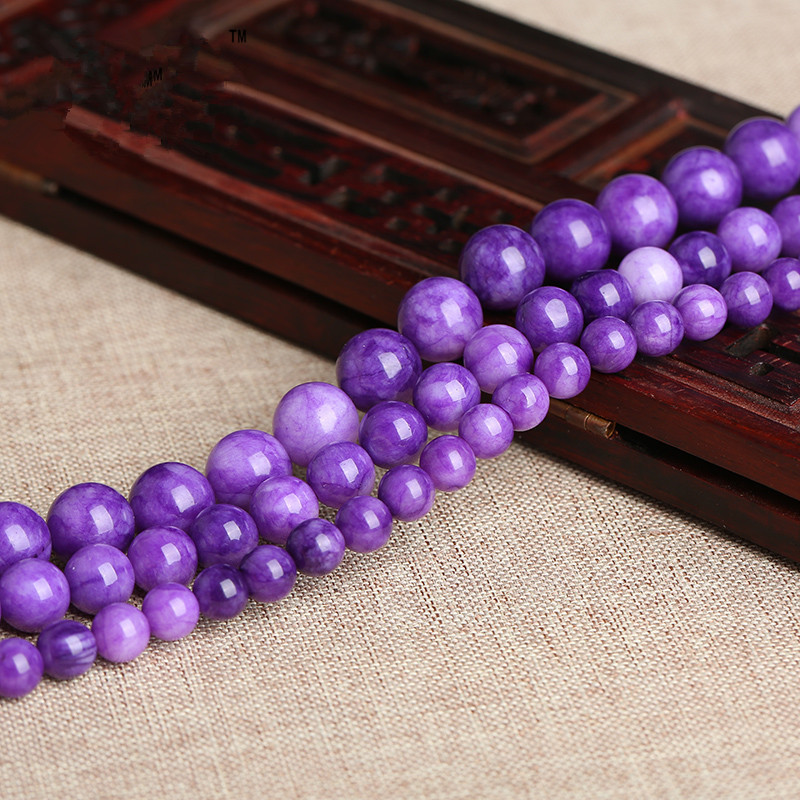 紫龙晶玉髓玉石散珠子 圆珠diy饰品配件隔珠配饰材料 半成品