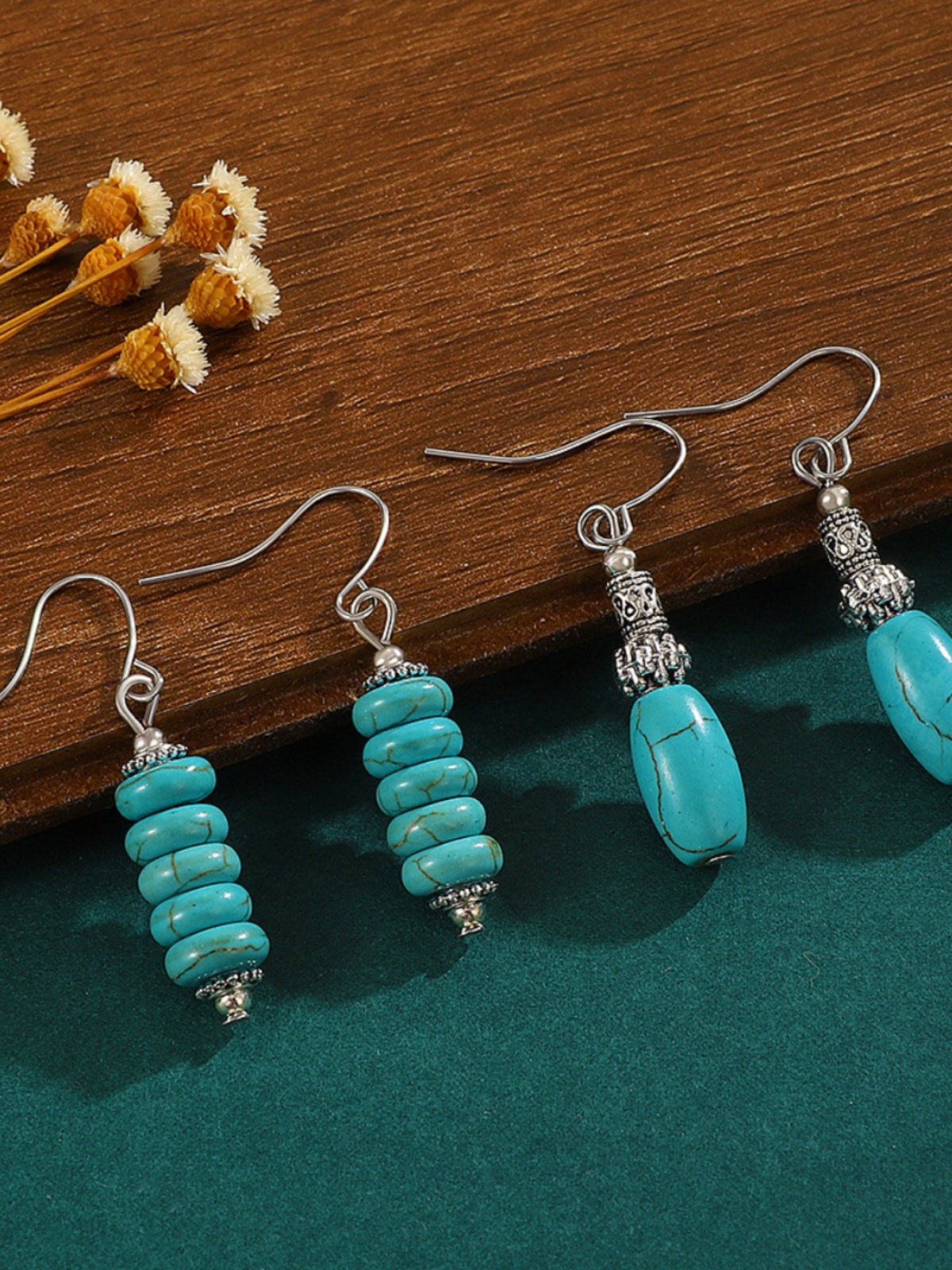 민족 청록색 YUNNAN POINT CUI 귀걸이 재스퍼 워터 드롭 드라이 청록색 귀걸이 올해 인기 국가 스타일 귀걸이