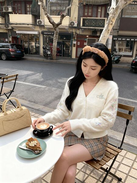 羊绒拉绒毛衣立领开衫外套女拉毛羊毛衫打底宽松慵懒风针织衫女