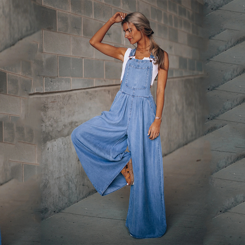 Women's Daily Simple Style Solid Color Full Length Button Jeans Overalls display picture 3