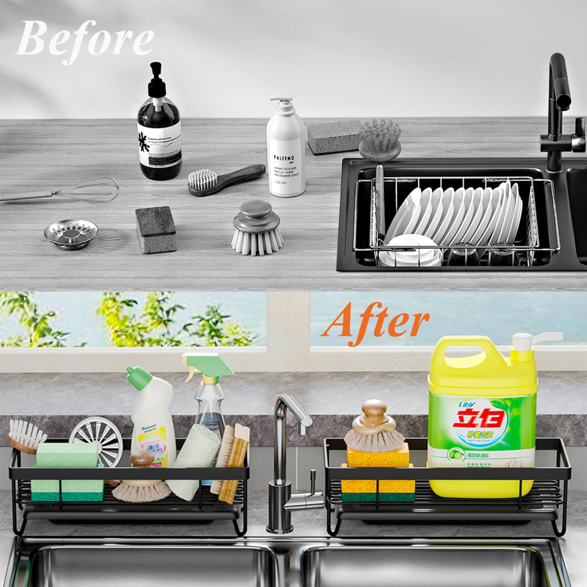 Fabricantes al por mayor lavabo de cocina estantes utensilios de cocina esponja lavavajillas cepillo de drenaje de cocina estante de almacenamiento