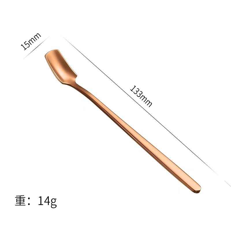 304不锈钢咖啡勺长柄方头勺马克杯小勺子 加厚搅拌勺创意冰勺礼品|undefined