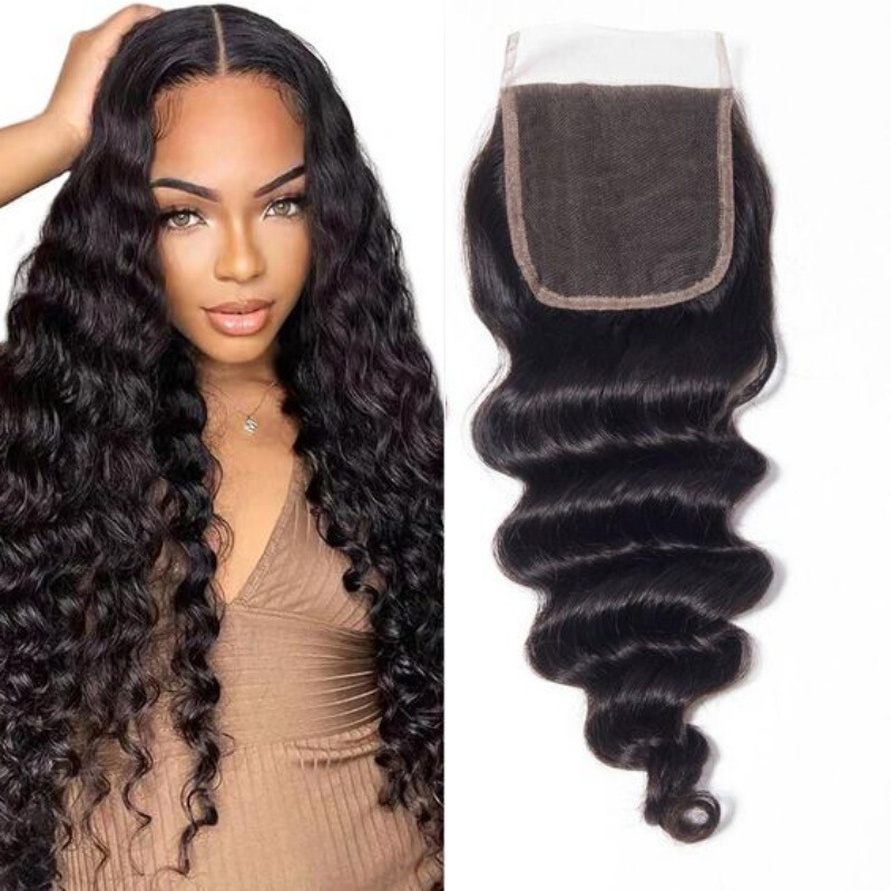 Factory supply 4x 4 deep wave lace hand-woven real wig accessories hair block Europe and the United States cross-border Africa Xuchang in stock