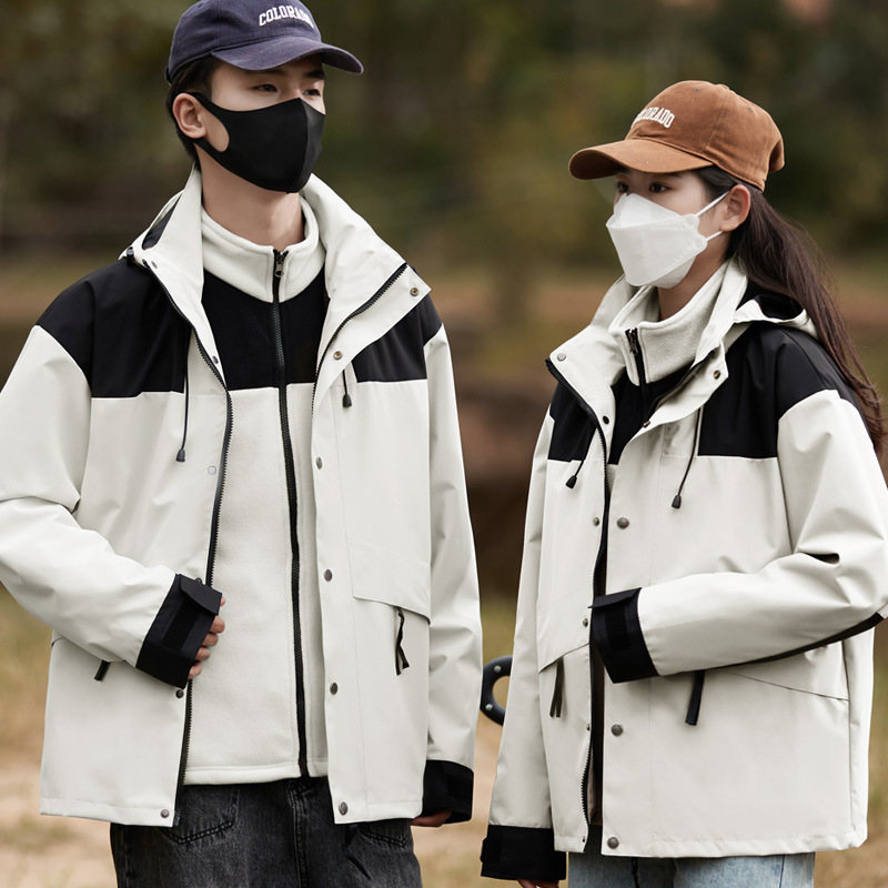 美版北家衝鋒衣男女三合一可拆卸防風防水兩件套戶外登山服