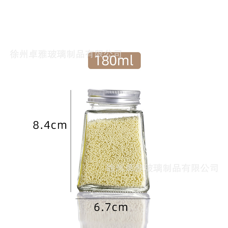 Botella de condimento de vidrio cónico botella de condimento mayorista de cocina pimienta lata transparente botella de aceite de condimento de vidrio portátil