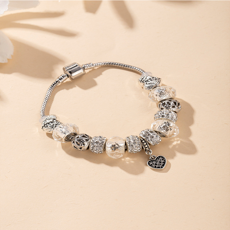 Panjia pulsera Dora DIY cuentas explosivas transfronterizas amor colgante de diamante bola de perforación de cristal cuentas de bronce pulsera cadena image 5
