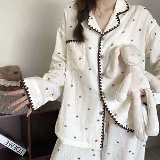新款睡衣女春秋季长袖长裤套装高级感家居服网红风可外穿跨境批发