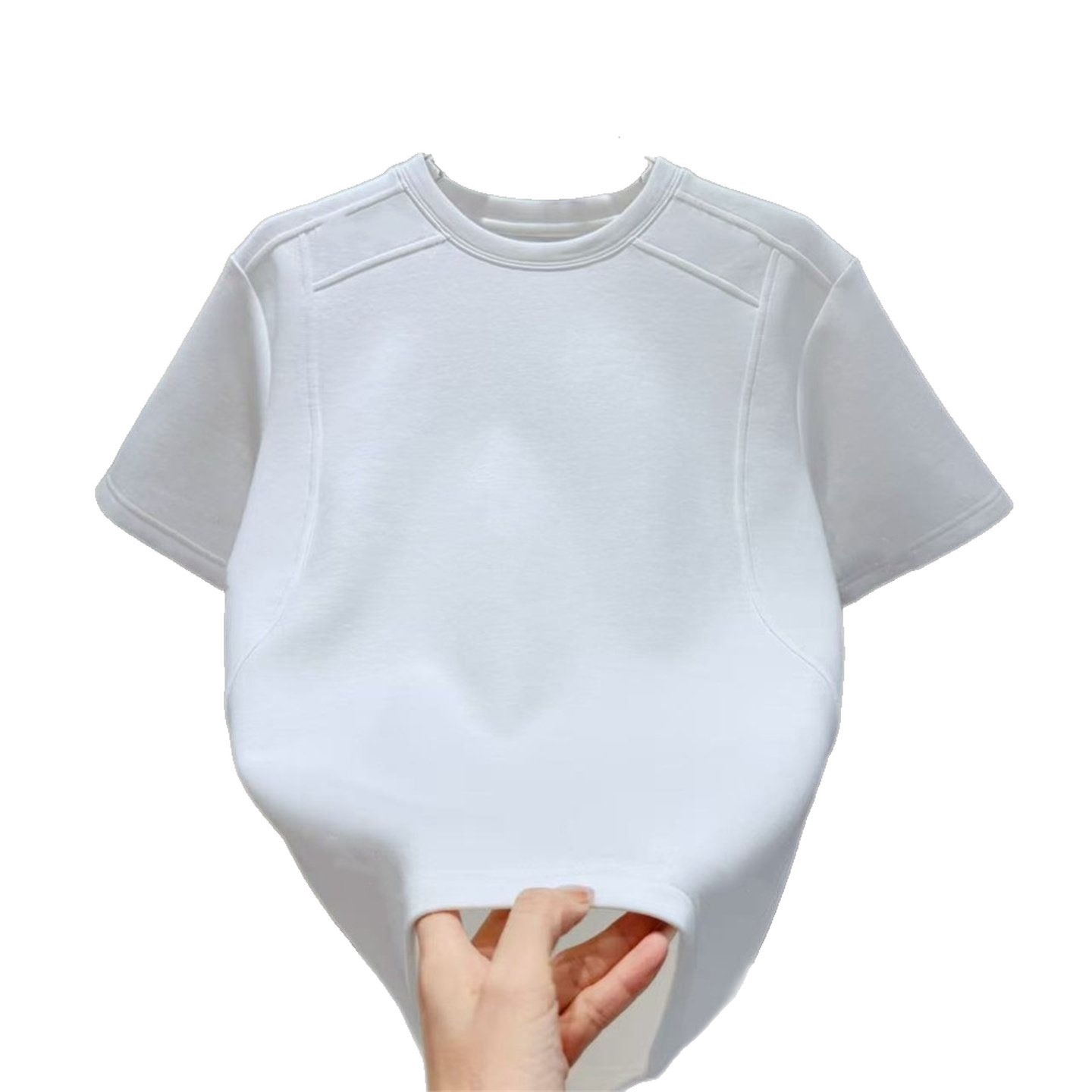 T-shirt homme décontracté à col rond texturé, coupe ample, manches courtes, style simple, idéal pour le printemps/été._voghion.com
