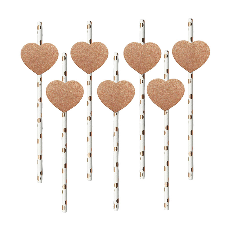 Pajita de papel de fiesta transfronteriza Tarjeta de amor de boda de San Valentín Postre degradable desechable Pajita decorativa de té con leche