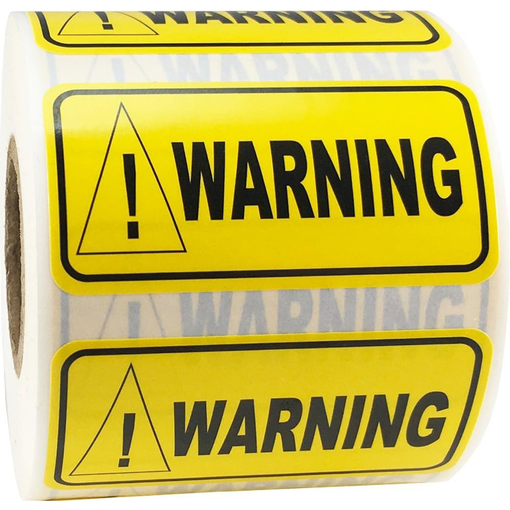 亚马逊跨境外贸黄色危险警告矩形贴纸高粘不干胶标签贴纸可定 做