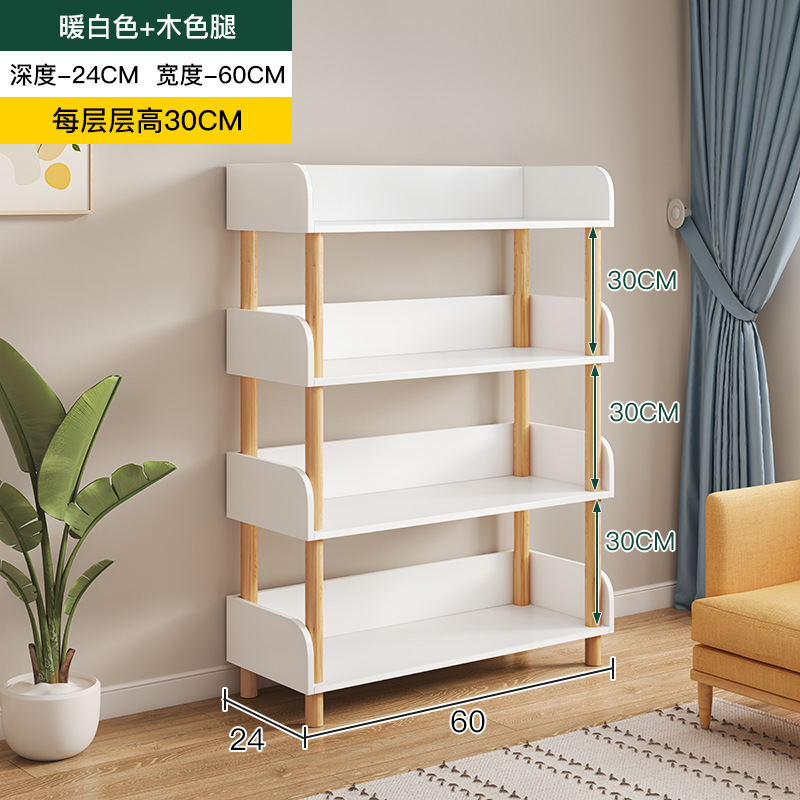 Estantería simple piso de madera maciza pierna de almacenamiento de múltiples capas dormitorio rack de almacenamiento sala de estar estante de exhibición hogar pequeña estantería