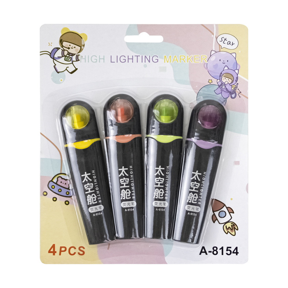 cápsula espacial serie de resaltador de cabeza blanda alto valor de cara liberación marcador marcador de puntos clave de los estudiantes bolígrafo
