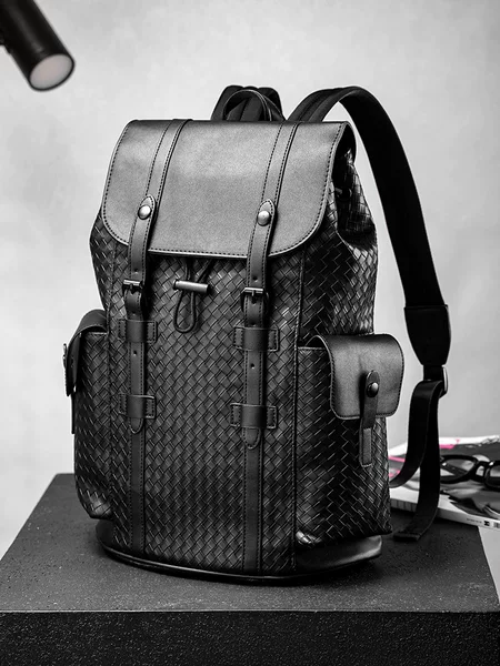 All-match men's backpack fashion woven British style large capacity business computer backpack outdoor travel backpack