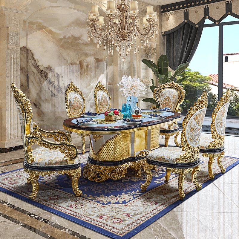 French Solid Wood Dining Table 2024 New High-end Luxury Oval Table and Chair Combination European-style Luxury Home Dining Room