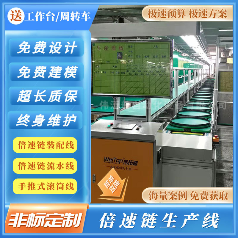 大屏幕倍速链总装线 工控机显示器翻转生产线 免费3D建模