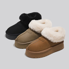 厚底雪地靴女款鞋子秋冬季保暖加绒雪地棉鞋蓬松毛绒领口休闲百搭