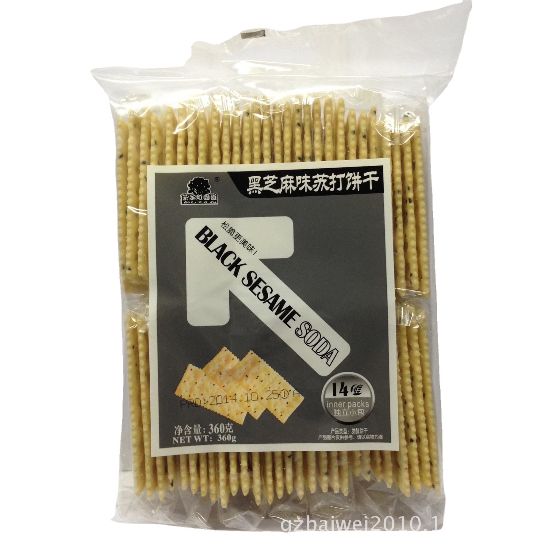 批发休闲食品 果子町黑芝麻味苏打饼干360克  12包一箱