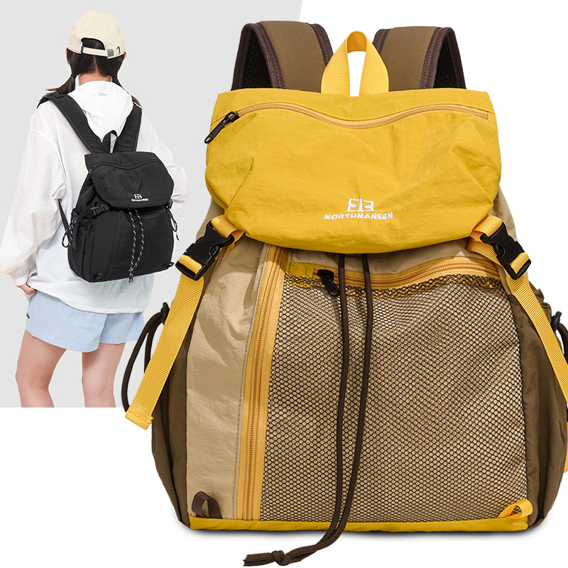 New Outdoor Sports Hiking and Mountaineering Bag, Contrasting Color Stitching, Fashionable Travel Backpack, Water-Repellent Drawstring Backpack