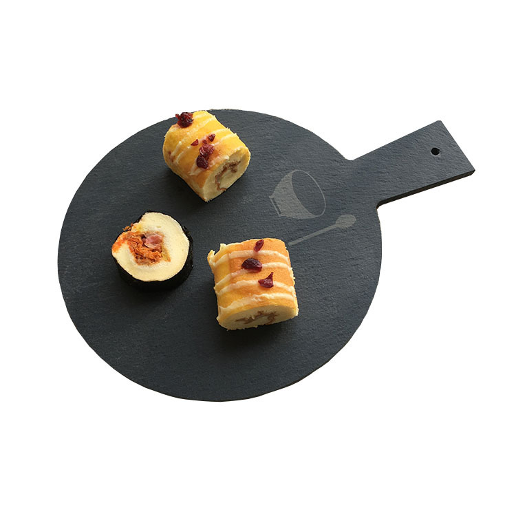Pizarra de estilo japonés Placa de roca borde recto queso pizza sushi con mango cabeza de roca placa pastel mantel al por mayor