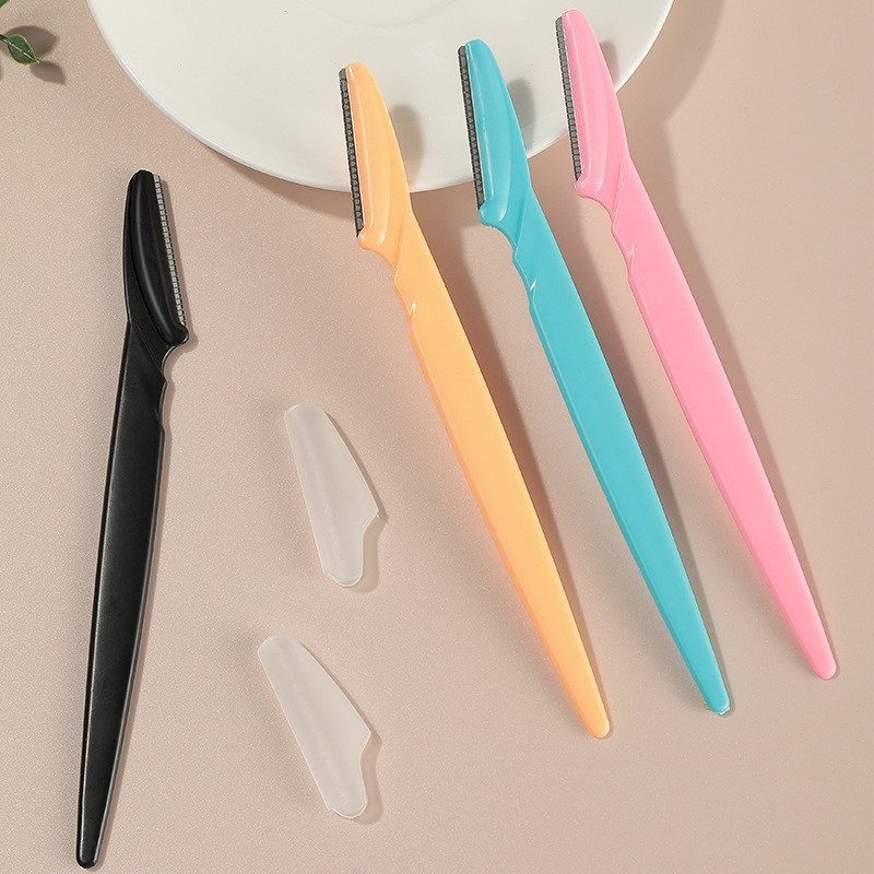 Cuchillo de afeitar cejas de seguridad macro, mango recto a prueba de arañazos, cuchillo de afeitar cejas para hombres y mujeres, novatos, fábrica de cuchillas de afeitar cejas para principiantes