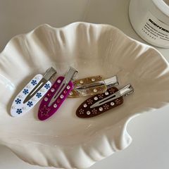 ダイヤモンドフラワー付きニッチシームレスクリップ、前髪クリップ、カモノハシクリップ、絶妙でシンプルな文学ヘアピン、ヘアピン