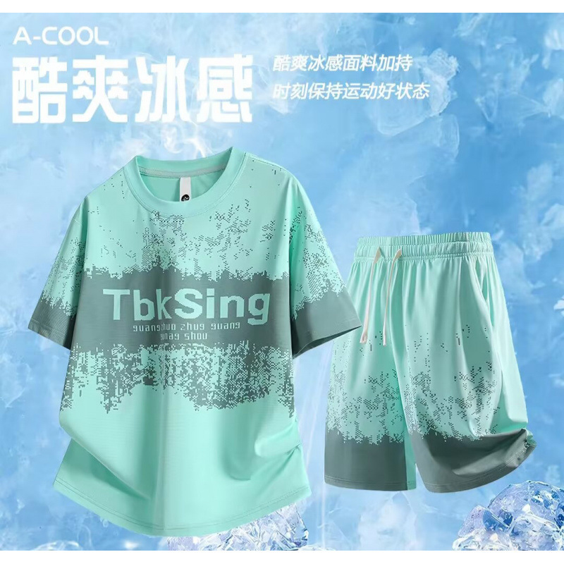 New Summer Outfit for Foreign Trade: Quick-dry Short-sleeve T-shirt and Shorts Set, Stylish Two-piece Sportswear Wholesale