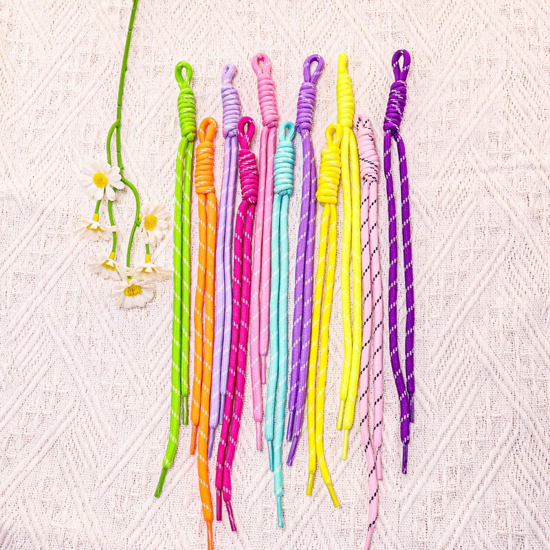 DIY colorful patterned shoelaces, handmade braided rope keychains, bag charms, phone straps, and jewelry accessories – wholesale