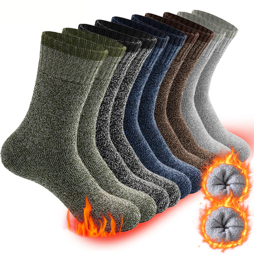 Cross-border Men's Thickened Warm Towel Socks, Men's Winter Mid-Calf Socks, Outdoor Hiking Socks, Terry Cloth Floor Socks