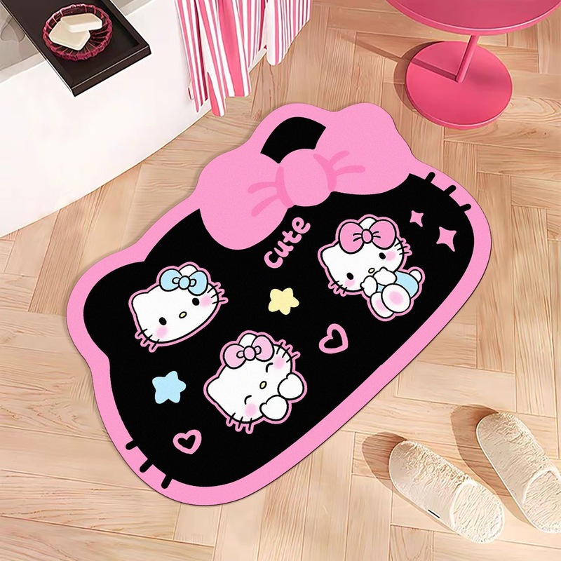 Hellokitty猫浴室洗手间吸水防滑速干易打理洗漱间进门脚垫耐磨|undefined