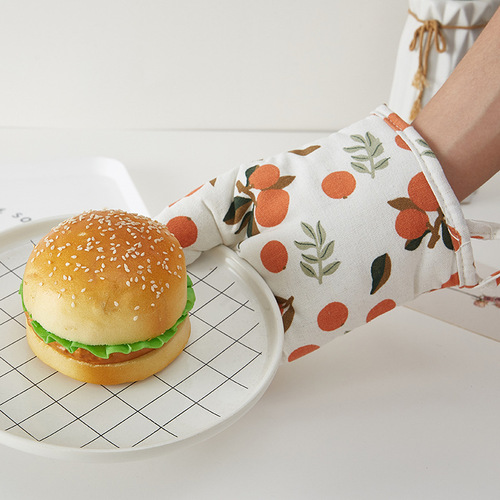 Microwave Oven Gloves Heat Insulation and Heat Protection Household High-Temperature Resistant Kitchen Baking Oven Dedicated Gloves Fabric Single Piece