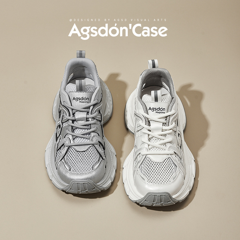 Zapatillas deportivas Augu Shiden para mujer, novedad primavera 2026, sandalias deportivas ligeras de malla hueca con suela gruesa, color blanco