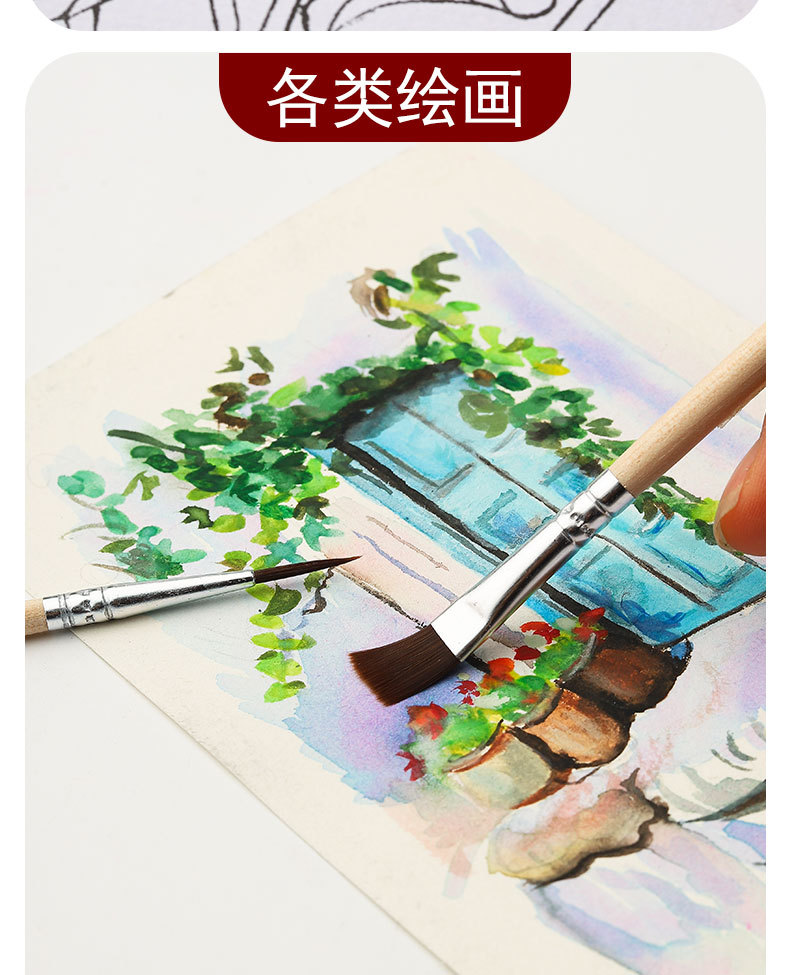3件套数字油画画笔套装塑料杆2支装勾线笔数字油画笔4支装详情6
