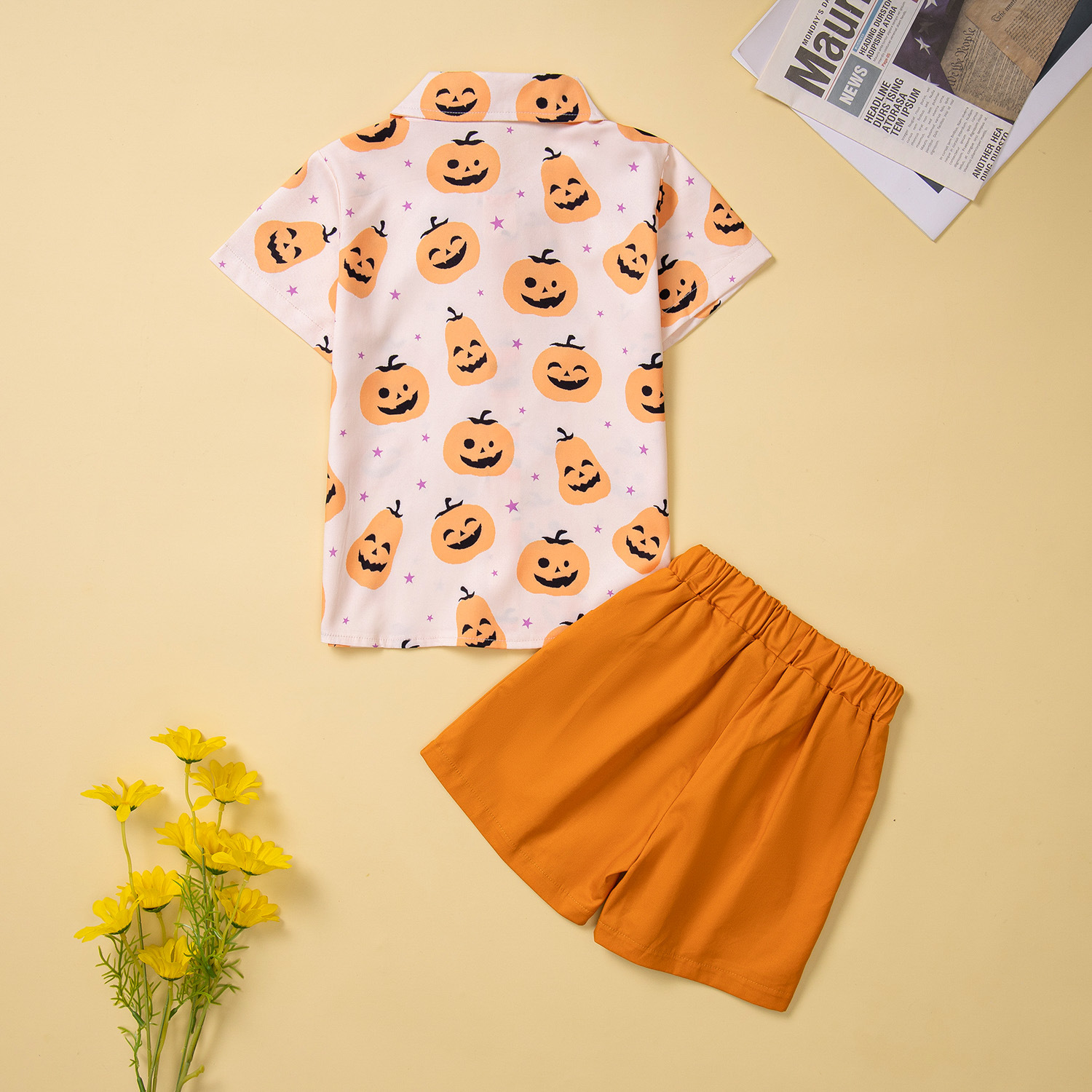 Halloween Fashion Pumpkin Polyester Boys Clothing Setspicture3