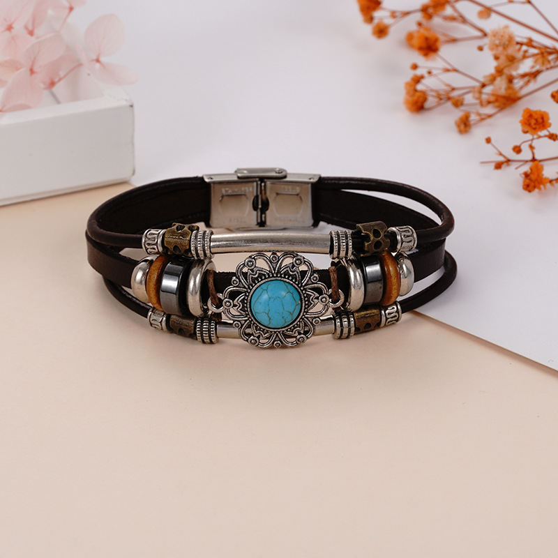 Universal turquoise woven bracelet stainless steel