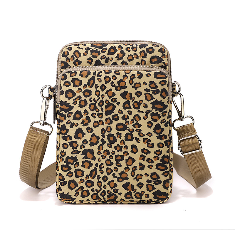 2025 New Leopard Print Mobile Phone Bag for Women, Mini Crossbody Bag, Summer Multi-layer Storage Coin Purse, Shoulder Bag, Neck Hanging Bag