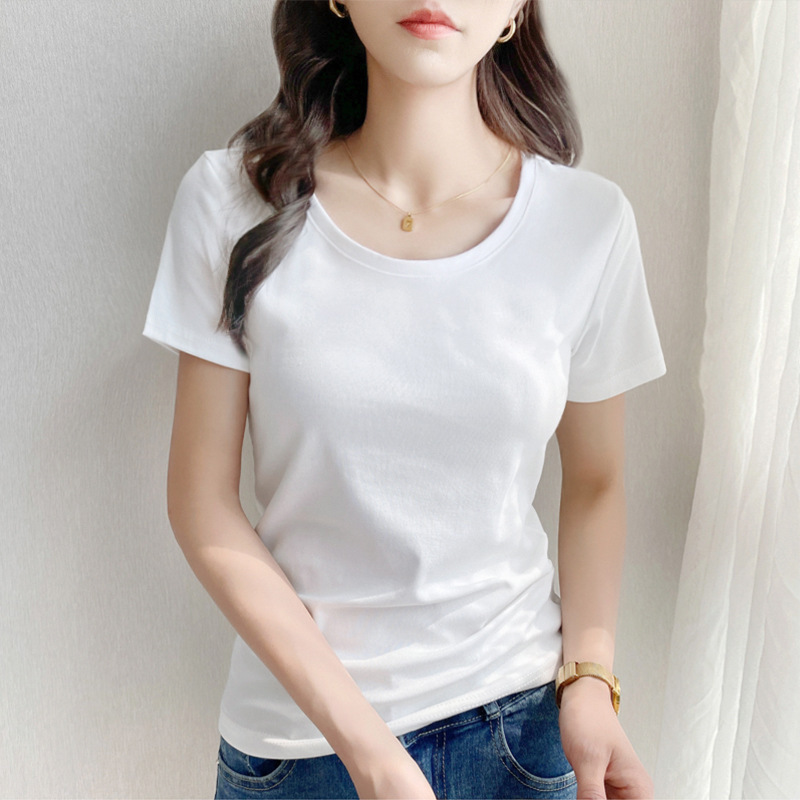 White Women's Summer Short-Sleeve Slim Fit Regular Shoulder Trendy Top 2025 New Base Layer T-Shirt Trendy
