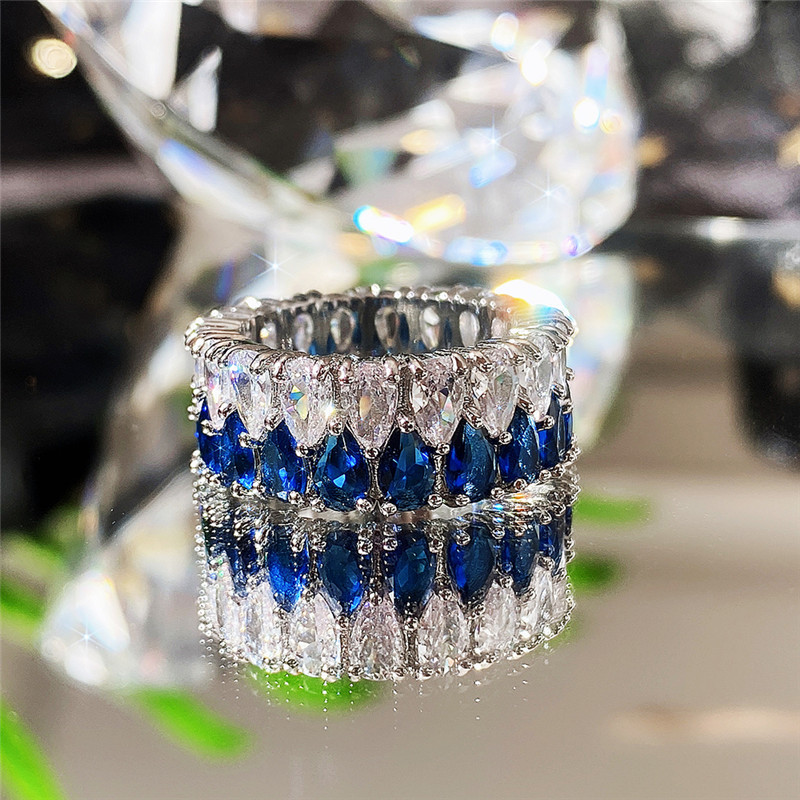 Luxurious Double Row Zircon Ring With Full Diamond Detail For Women_voghion.com