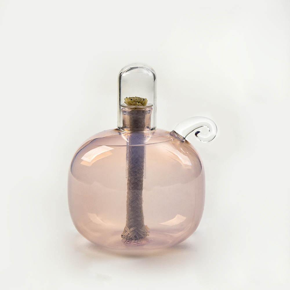 Lámpara de aceite de vidrio redonda esférica de color creativa candelabro decoración simple lámpara de mantequilla de escritorio doméstica moderna sin humo