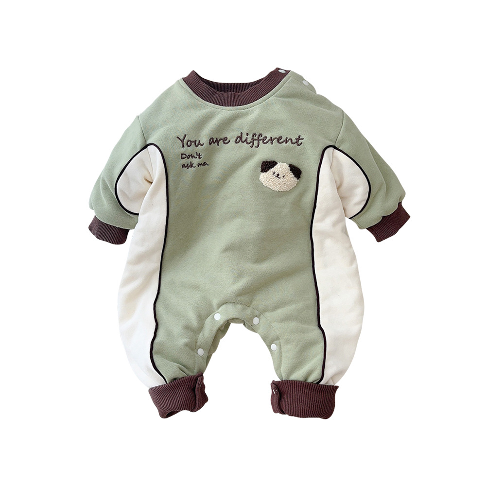 Ropa para niños coreanos, ropa para bebés, otoño e invierno, una pieza, estilo occidental, lindo, mameluco acolchado para bebés