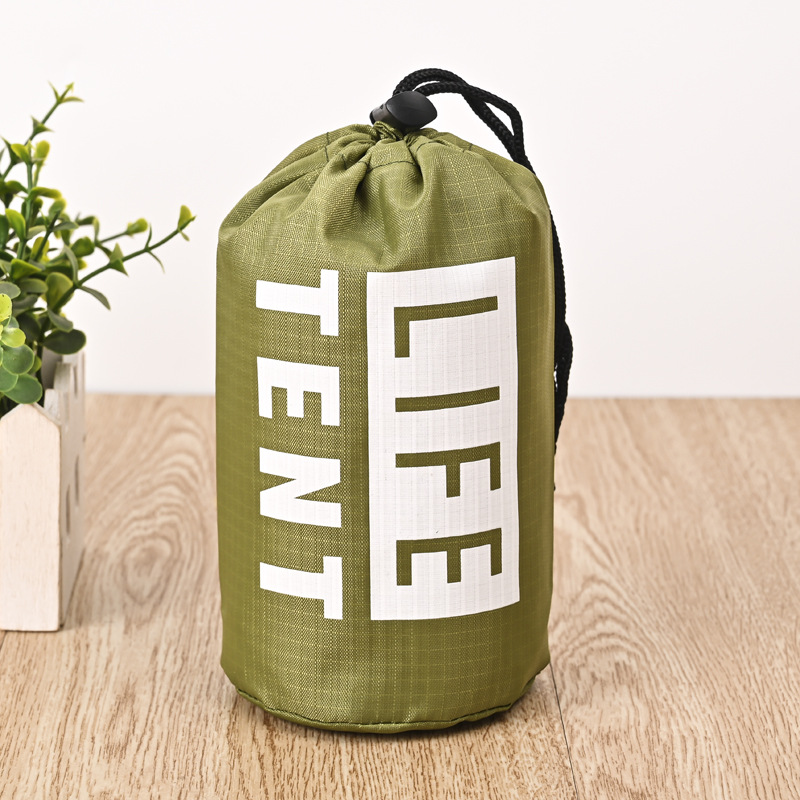 210D格子涤纶牛津布圆筒收纳袋急救睡袋旅行帐篷抽绳包装袋厂家