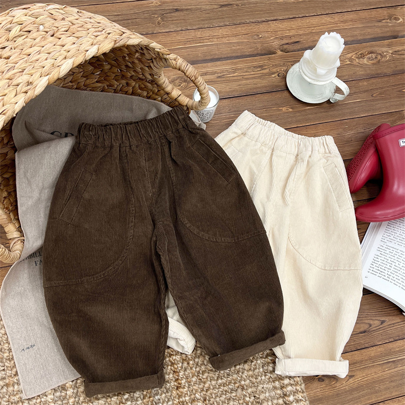Children's boys' corduroy new casual pan, children's Korean version autumn clothing, baby striped velvet versatile_voghion.com