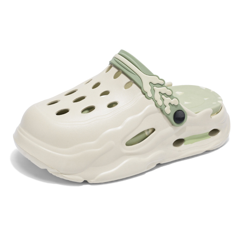 Zapatos con agujeros para hombres y mujeres, suela gruesa antideslizante, zapatillas de dos desgaste Baotou, sandalias calientes de celebridades de Internet Douyin de verano para hombres