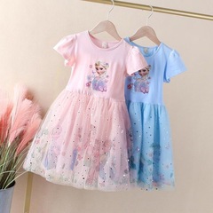 Girls' Summer Dress 2024 New Arrival Little Girl Baby Skirt Net Fabric Elsa Elsa Princess Dress