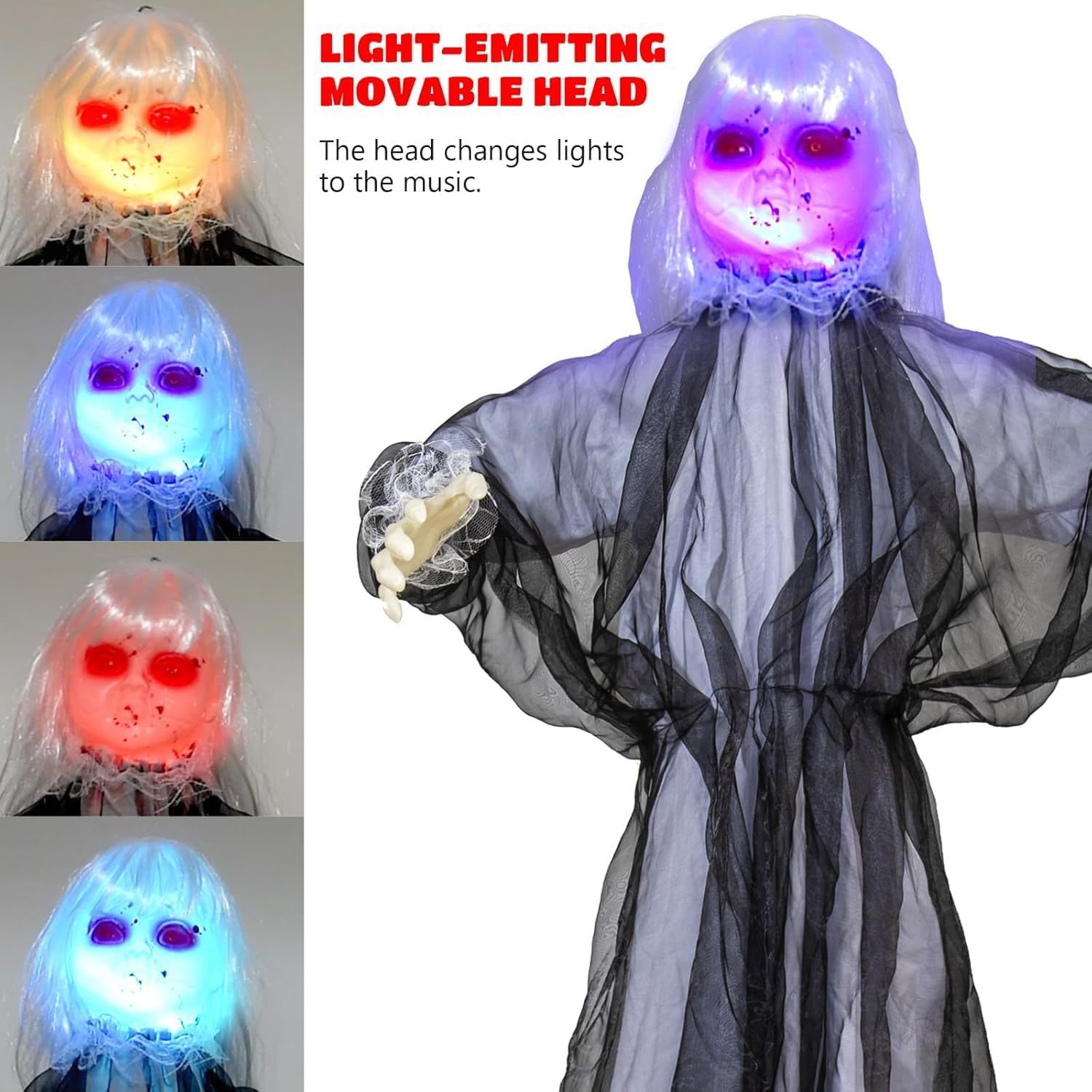 Accesorios transfronterizos de Halloween chicas de control de voz luminiscente eléctrica sonora inducción de la casa embrujada decoración de la escena