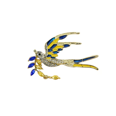 Chinese-style magpie enamel alloy brooch, Yaxa sancaqları