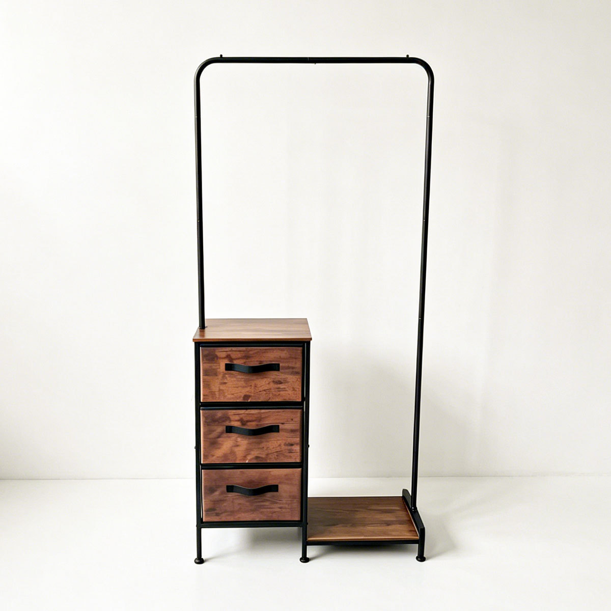 Perchero de Pie con Cajón de Hierro y Madera Plegable para Dormitorio image 6