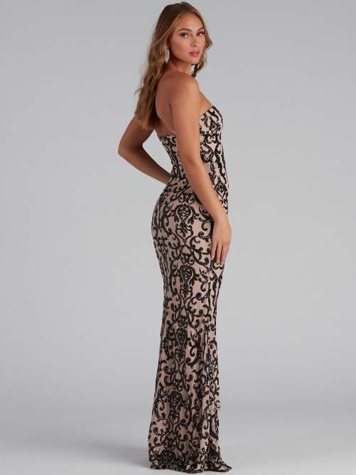 Transfronterizo europeo y americano nuevo elegante lentejuelas sexy oblicuo collar vestido banquete vestido de noche vestido largo