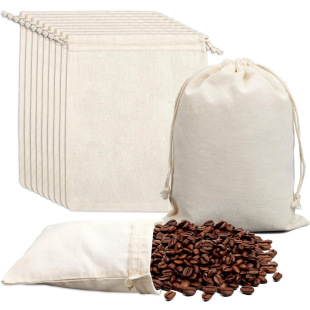 Thickened Cotton Bag Natural Color Drawstring Add Logo Pure Cotton Bag Jewelry Storage Gift Bag