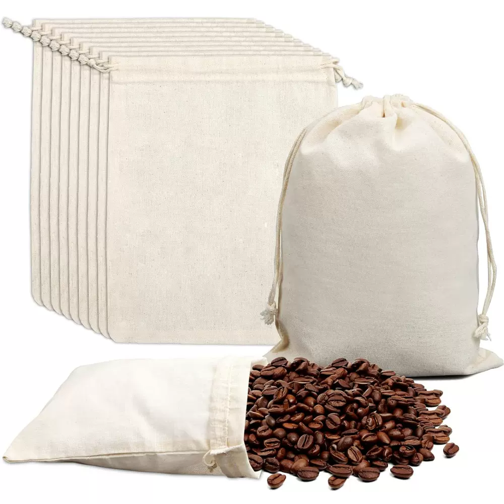 加厚棉布束口袋本色抽绳可加logo纯棉纱布袋珠宝首饰收纳礼品袋